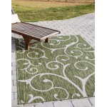 Rug Unique Loom Outdoor Botanical Green Rectangular 8' 0 x 11' 4