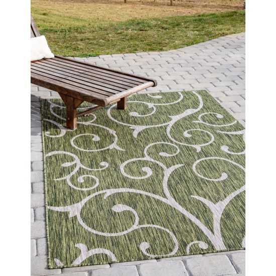 Rug Unique Loom Outdoor Botanical Green Rectangular 8' 0 x 11' 4