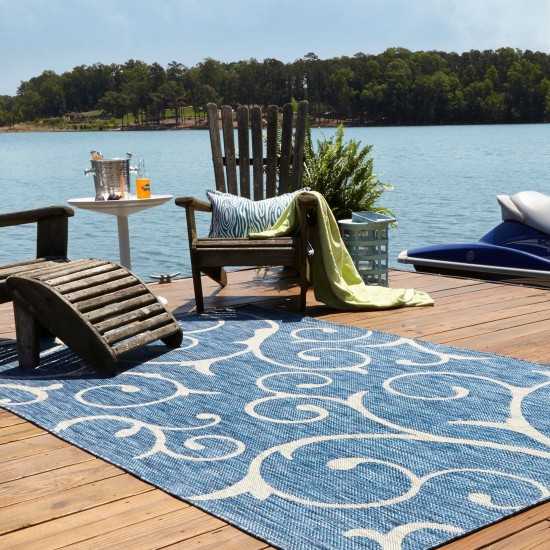 Rug Unique Loom Outdoor Botanical Blue Rectangular 8' 0 x 11' 4