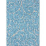 Rug Unique Loom Outdoor Botanical Aqua Blue Rectangular 8' 0 x 11' 4