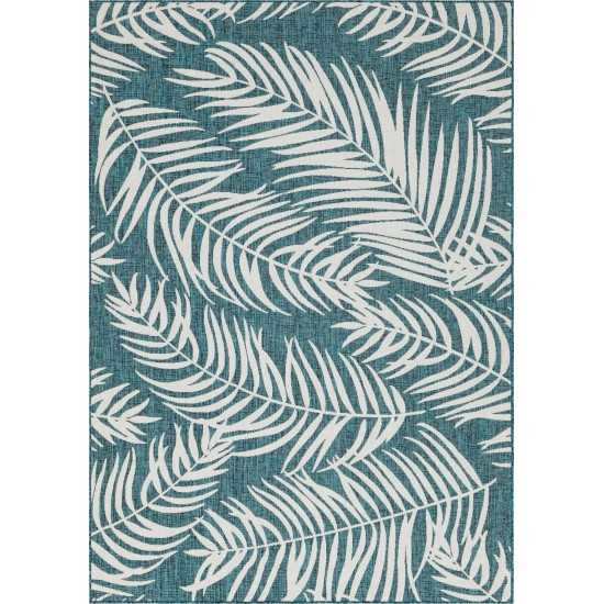 Rug Unique Loom Outdoor Botanical Teal Rectangular 8' 0 x 11' 4