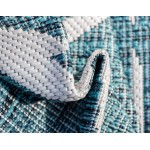 Rug Unique Loom Outdoor Botanical Teal Rectangular 8' 0 x 11' 4