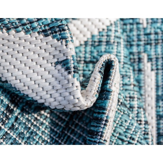 Rug Unique Loom Outdoor Botanical Teal Rectangular 8' 0 x 11' 4