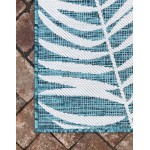 Rug Unique Loom Outdoor Botanical Teal Rectangular 8' 0 x 11' 4