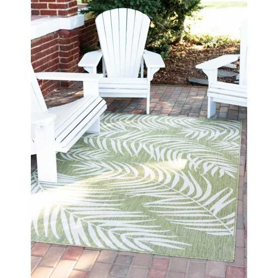 Rug Unique Loom Outdoor Botanical Green Rectangular 8' 0 x 11' 4