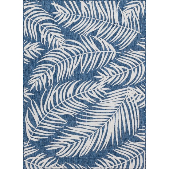 Rug Unique Loom Outdoor Botanical Navy Blue Rectangular 8' 0 x 11' 4