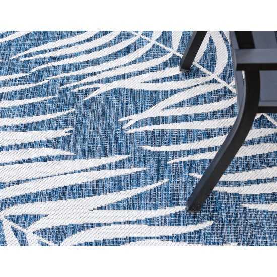 Rug Unique Loom Outdoor Botanical Navy Blue Rectangular 8' 0 x 11' 4