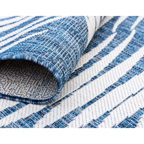 Rug Unique Loom Outdoor Botanical Navy Blue Rectangular 8' 0 x 11' 4
