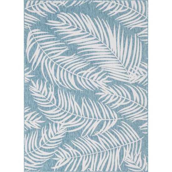 Rug Unique Loom Outdoor Botanical Blue Rectangular 8' 0 x 11' 4