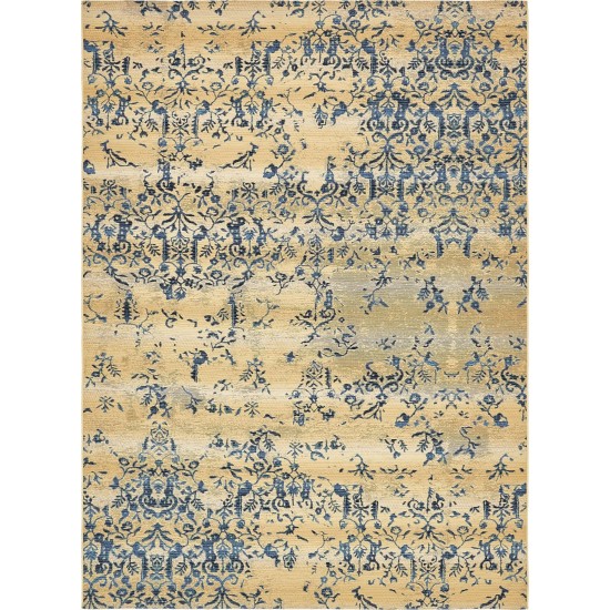 Rug Unique Loom Outdoor Botanical Beige/Blue Rectangular 8' 0 x 11' 4