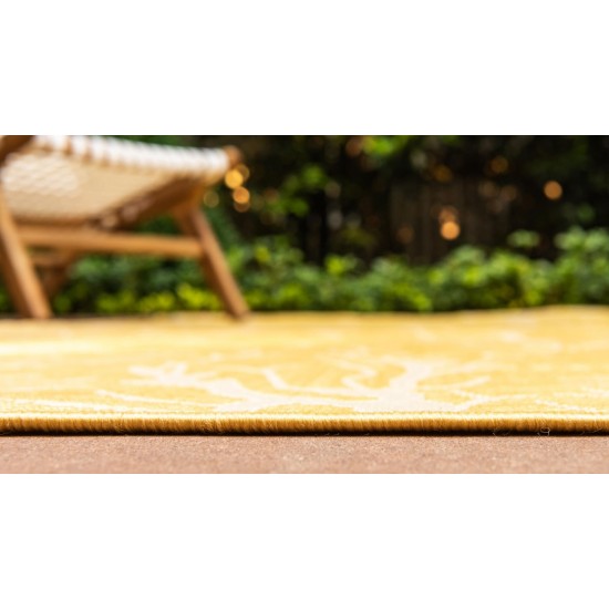 Rug Unique Loom Outdoor Botanical Yellow Rectangular 8' 0 x 11' 4