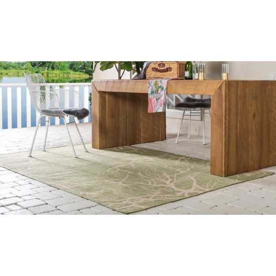 Rug Unique Loom Outdoor Botanical Light Green Rectangular 8' 0 x 11' 4