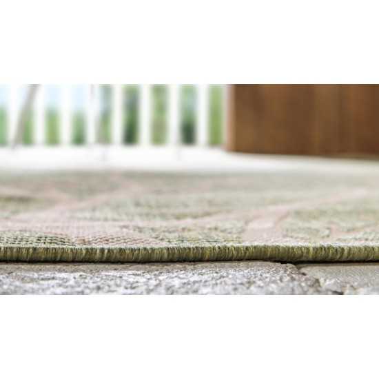 Rug Unique Loom Outdoor Botanical Light Green Rectangular 8' 0 x 11' 4