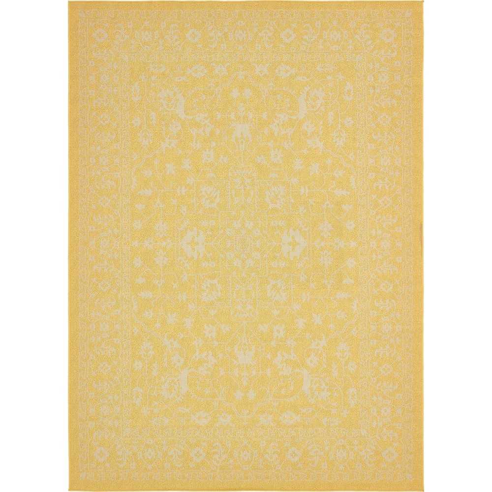 Rug Unique Loom Outdoor Botanical Yellow Rectangular 8' 0 x 11' 4