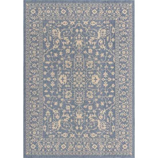 Rug Unique Loom Outdoor Botanical Navy Blue Rectangular 8' 0 x 11' 4