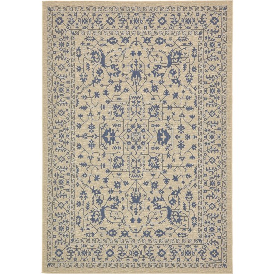 Rug Unique Loom Outdoor Botanical Beige/Blue Rectangular 8' 0 x 11' 4