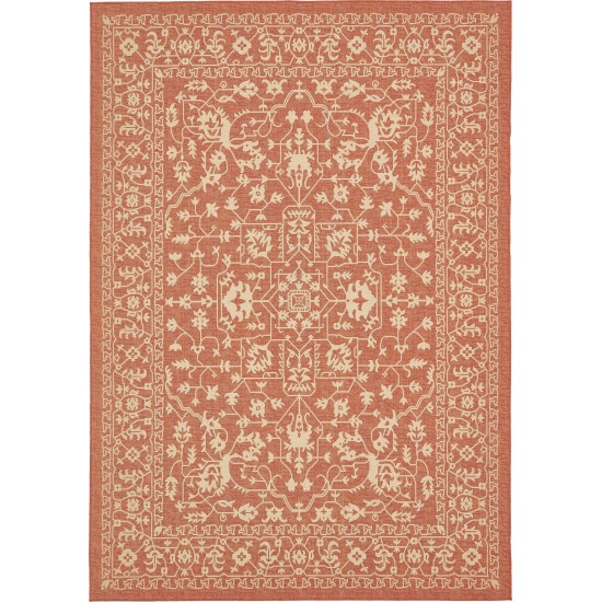 Rug Unique Loom Outdoor Botanical Terracotta Rectangular 8' 0 x 11' 4