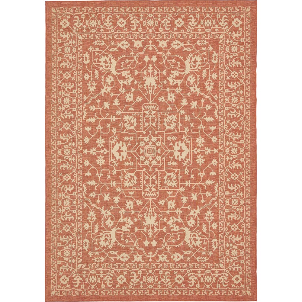 Rug Unique Loom Outdoor Botanical Terracotta Rectangular 8' 0 x 11' 4