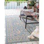 Rug Unique Loom Outdoor Botanical Light Blue Rectangular 8' 0 x 11' 4