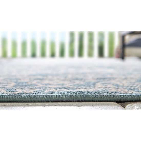 Rug Unique Loom Outdoor Botanical Light Blue Rectangular 8' 0 x 11' 4