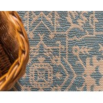 Rug Unique Loom Outdoor Botanical Light Blue Rectangular 8' 0 x 11' 4