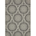 Rug Unique Loom Outdoor Botanical Gray Rectangular 8' 0 x 11' 4