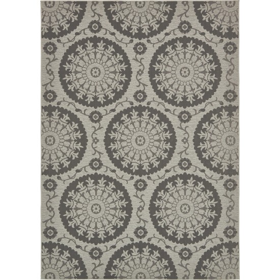 Rug Unique Loom Outdoor Botanical Gray Rectangular 8' 0 x 11' 4