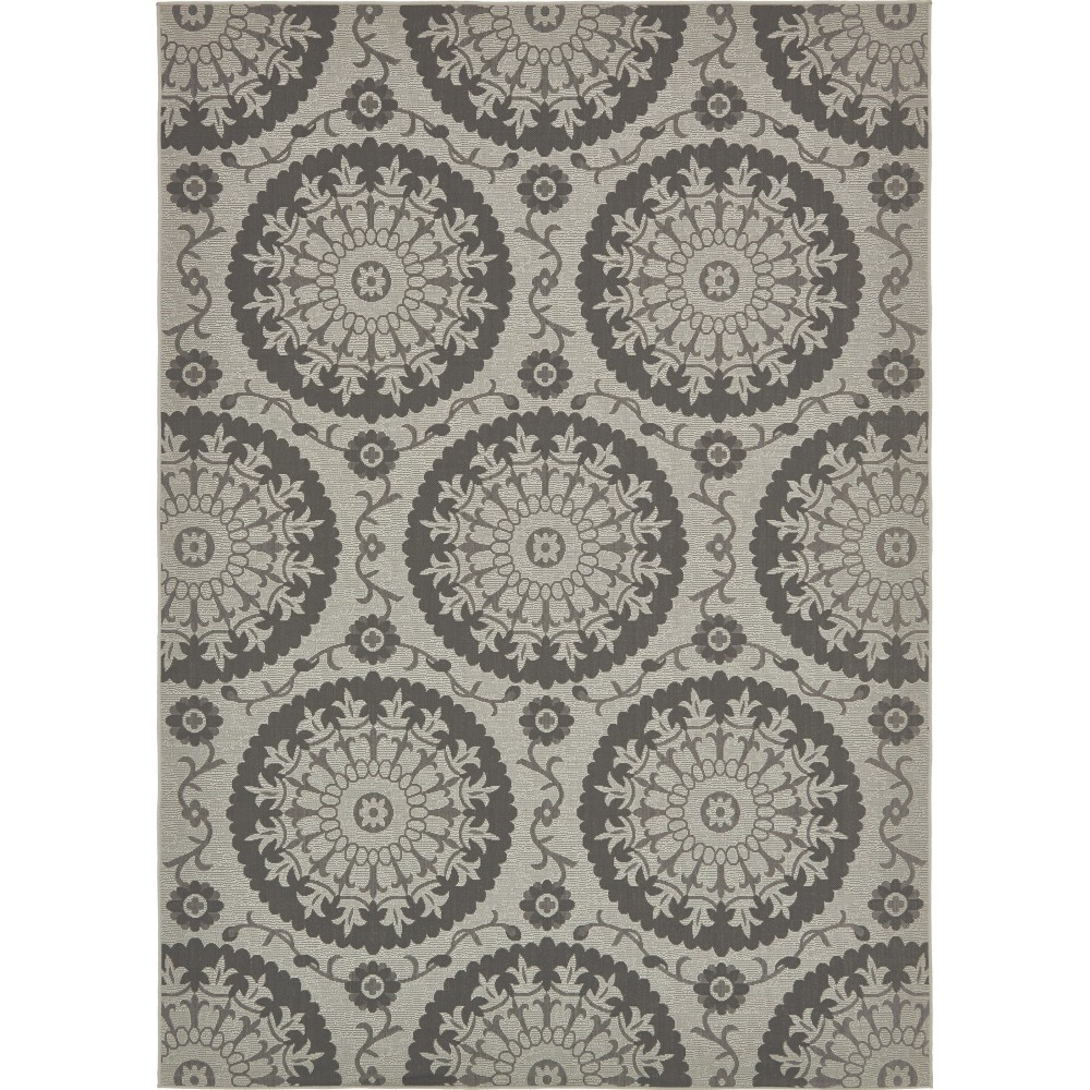 Rug Unique Loom Outdoor Botanical Gray Rectangular 8' 0 x 11' 4 Rug Unique Loom Outdoor Botanical Gray Rectangular 8' 0 x 11' 4