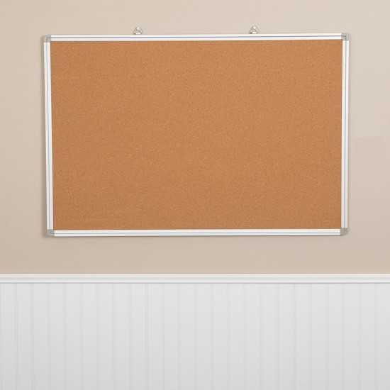 35.5"W x 23.5"H Natural Cork Board with Aluminum Frame