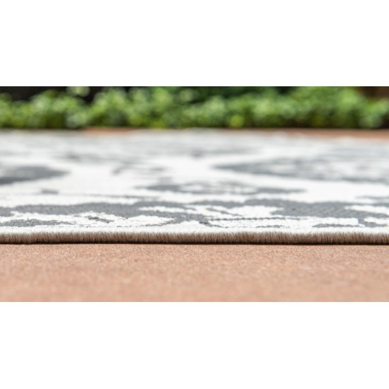 Rug Unique Loom Outdoor Botanical Gray Rectangular 8' 0 x 11' 4
