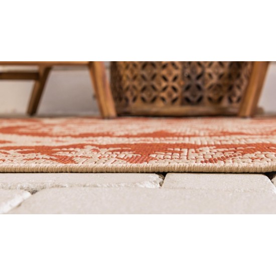 Rug Unique Loom Outdoor Botanical Terracotta Rectangular 8' 0 x 11' 4