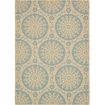 Rug Unique Loom Outdoor Botanical Light Blue Rectangular 8' 0 x 11' 4