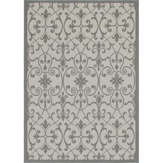 Rug Unique Loom Outdoor Botanical Gray Rectangular 8' 0 x 11' 4