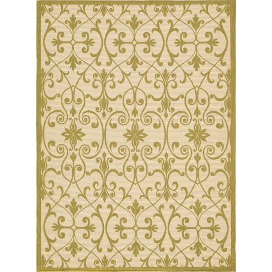 Rug Unique Loom Outdoor Botanical Light Green Rectangular 8' 0 x 11' 4