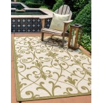 Rug Unique Loom Outdoor Botanical Light Green Rectangular 8' 0 x 11' 4