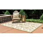 Rug Unique Loom Outdoor Botanical Light Green Rectangular 8' 0 x 11' 4