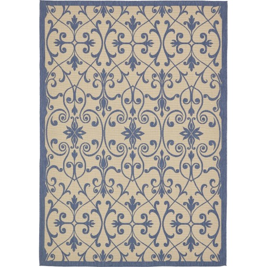 Rug Unique Loom Outdoor Botanical Blue Rectangular 8' 0 x 11' 4