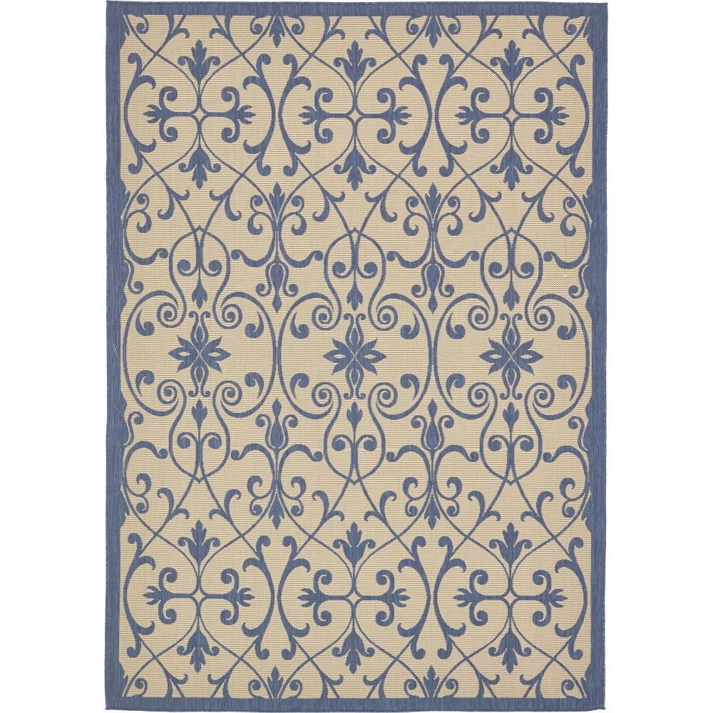 Rug Unique Loom Outdoor Botanical Blue Rectangular 8' 0 x 11' 4