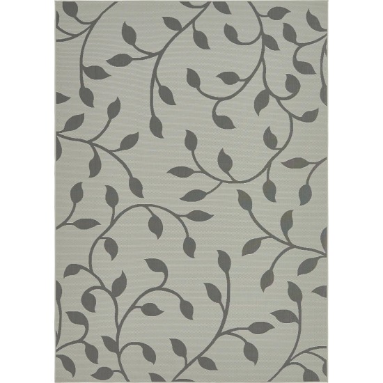 Rug Unique Loom Outdoor Botanical Gray Rectangular 8' 0 x 11' 4