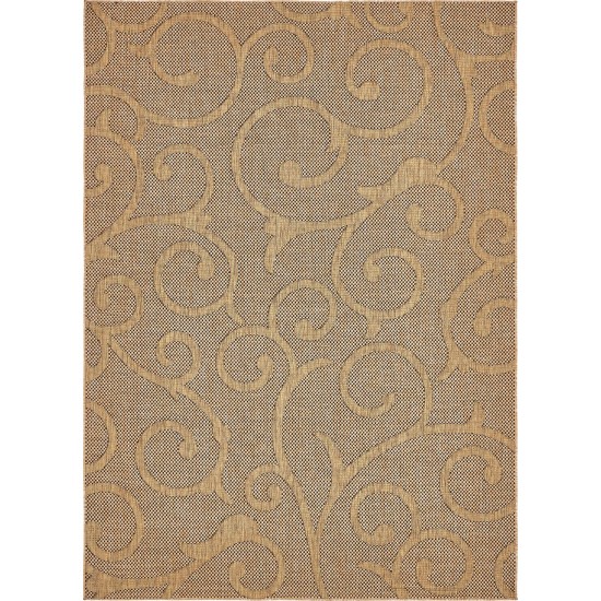 Rug Unique Loom Outdoor Botanical Light Brown Rectangular 8' 0 x 11' 4