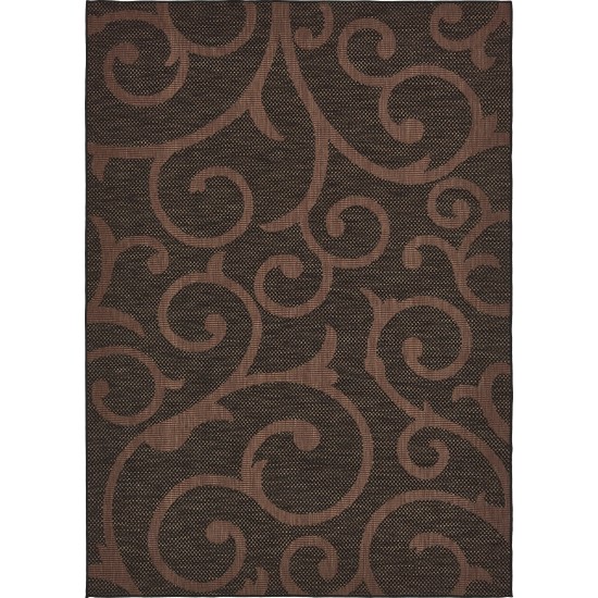 Rug Unique Loom Outdoor Botanical Chocolate Brown Rectangular 8' 0 x 11' 4