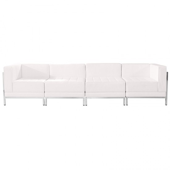 Melrose White LeatherSoft 4 Piece Lounge Set