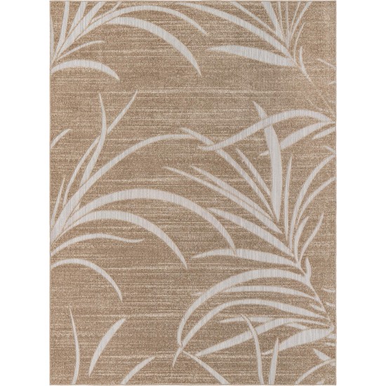 Rug Unique Loom Outdoor Botanical Beige Rectangular 8' 0 x 10' 0