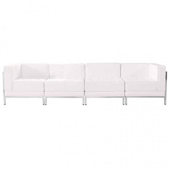 Melrose White LeatherSoft 4 Piece Lounge Set