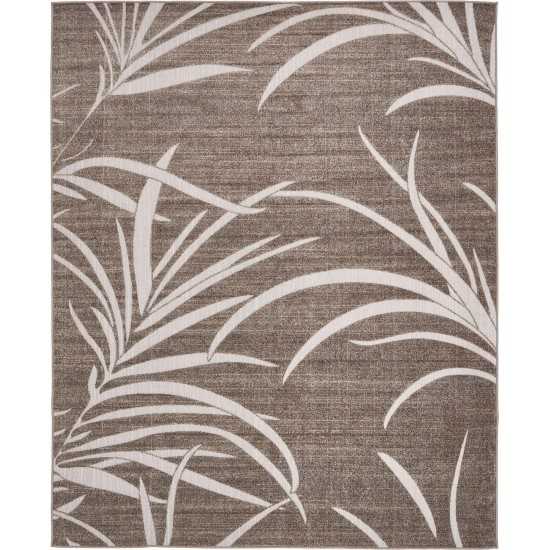 Rug Unique Loom Outdoor Botanical Gray Rectangular 8' 0 x 10' 0