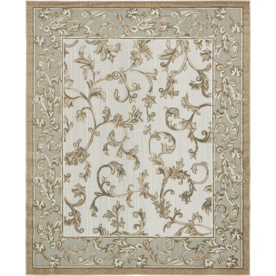 Rug Unique Loom Outdoor Botanical Beige/Gray Rectangular 8' 0 x 10' 0