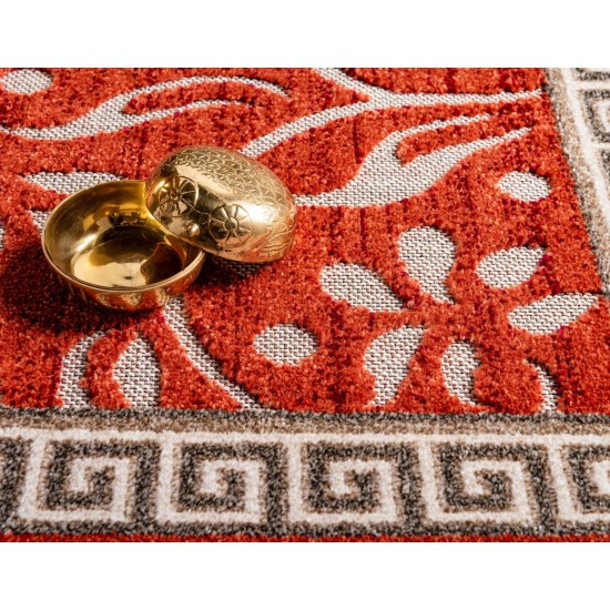 Rug Unique Loom Outdoor Botanical Rust Red Rectangular 8' 0 x 10' 0