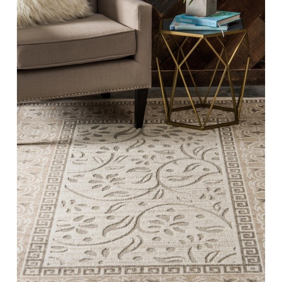 Rug Unique Loom Outdoor Botanical Ivory Rectangular 8' 0 x 10' 0