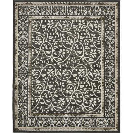 Rug Unique Loom Outdoor Botanical Black Rectangular 8' 0 x 10' 0