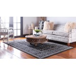 Rug Unique Loom Outdoor Botanical Black Rectangular 8' 0 x 10' 0